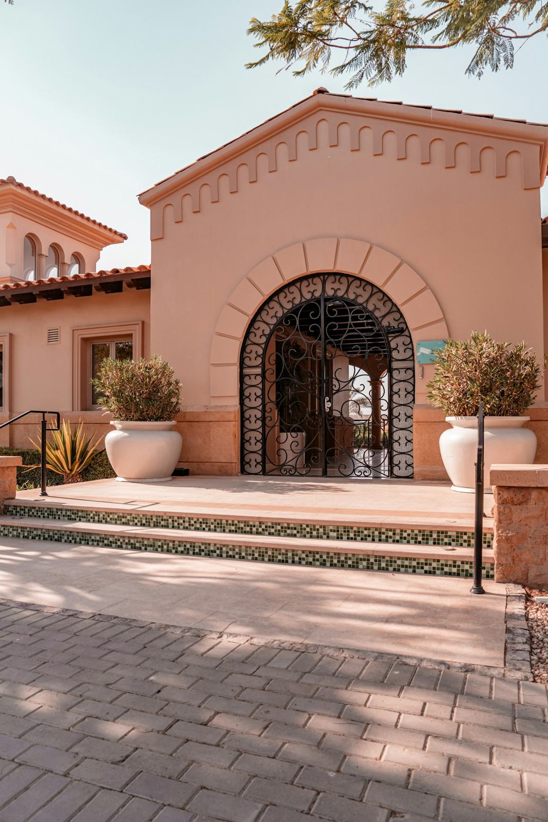 Arched entrance of a Mediterranean villa